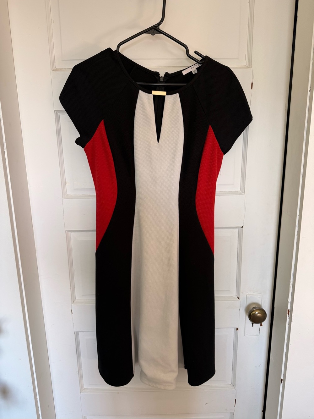 Colorblock Sheath Dress in Black, White & Red